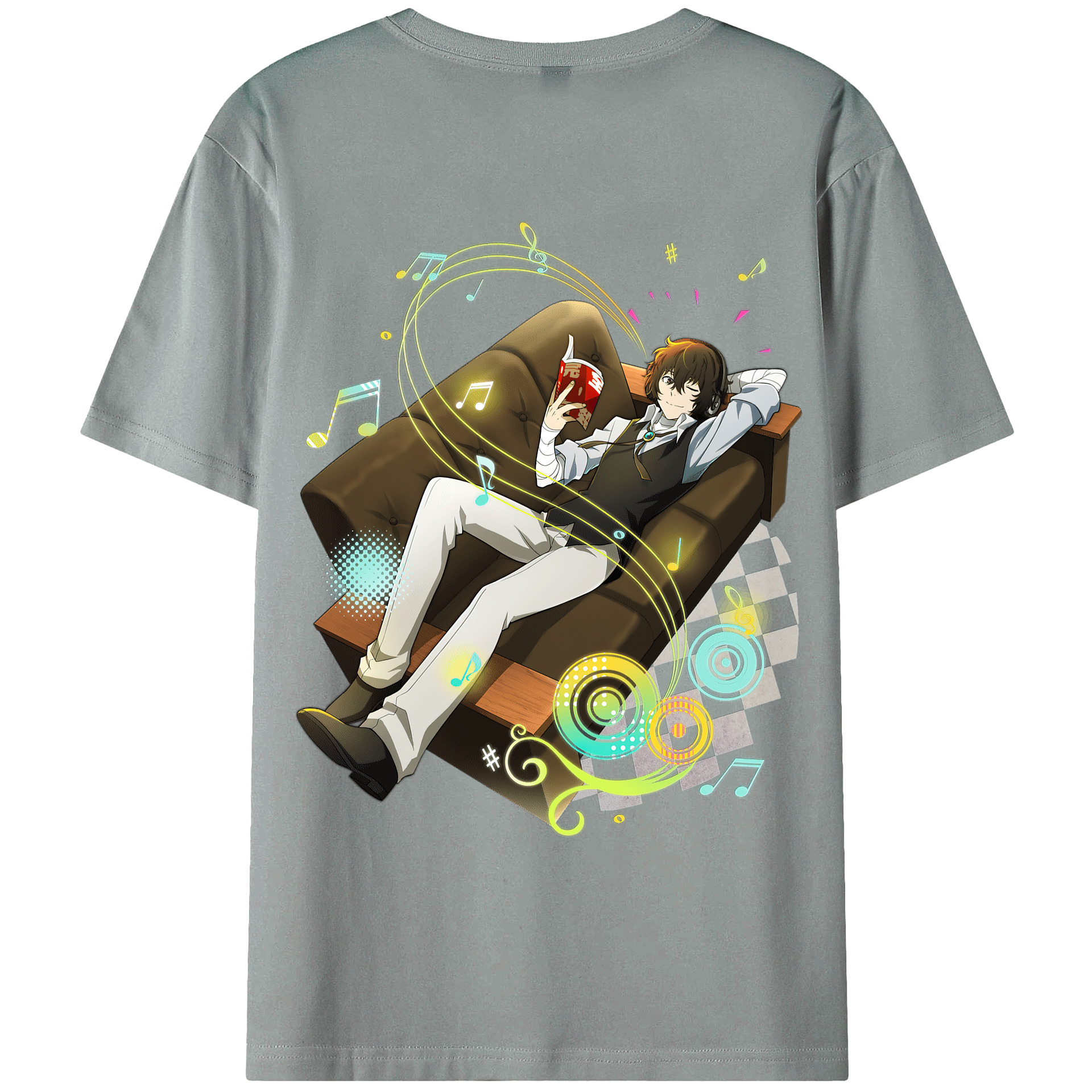 （画像用） 文豪ストレイドッグス Bungo Stray Dogs 綿100％ メンズ半袖Tシャツ（バックプリント） 通気性